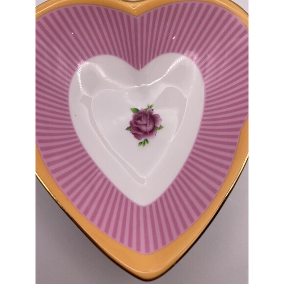 Royal Albert Sweet Stripe Candy Collection Heart Dish Used - Picture 5 of 16